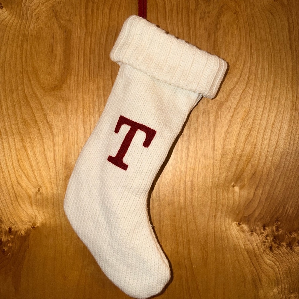 Wondershop Red & White Knit “T” Stocking